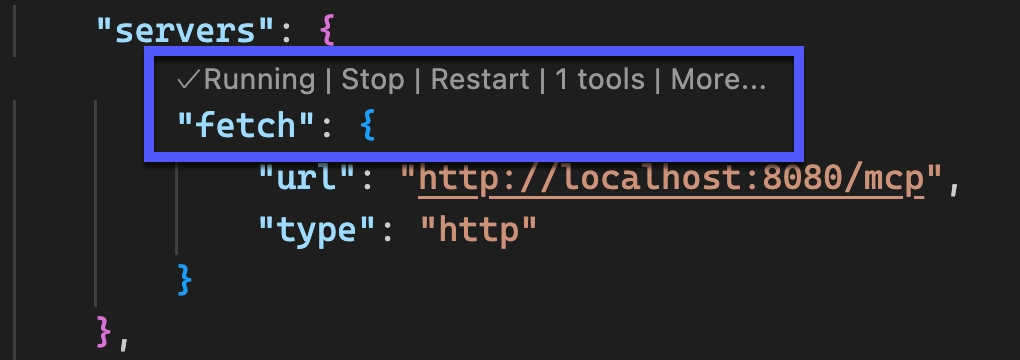 VS Code MCP running